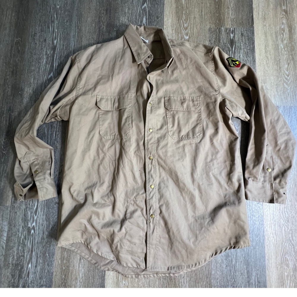 Black Stallion Work Shirt Mens XL Khaki FS7-KHK Long Sleeve Utility Button Up